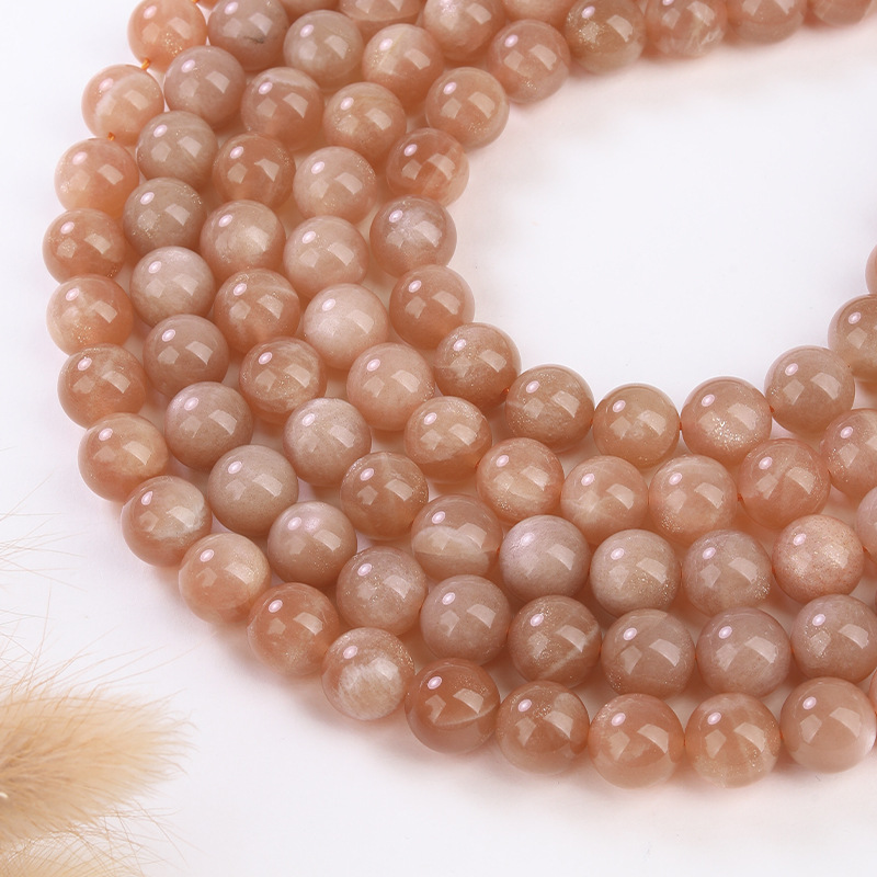 Natural Moonstone Round Loose Semi Gemstone Beads for Jewelry Making