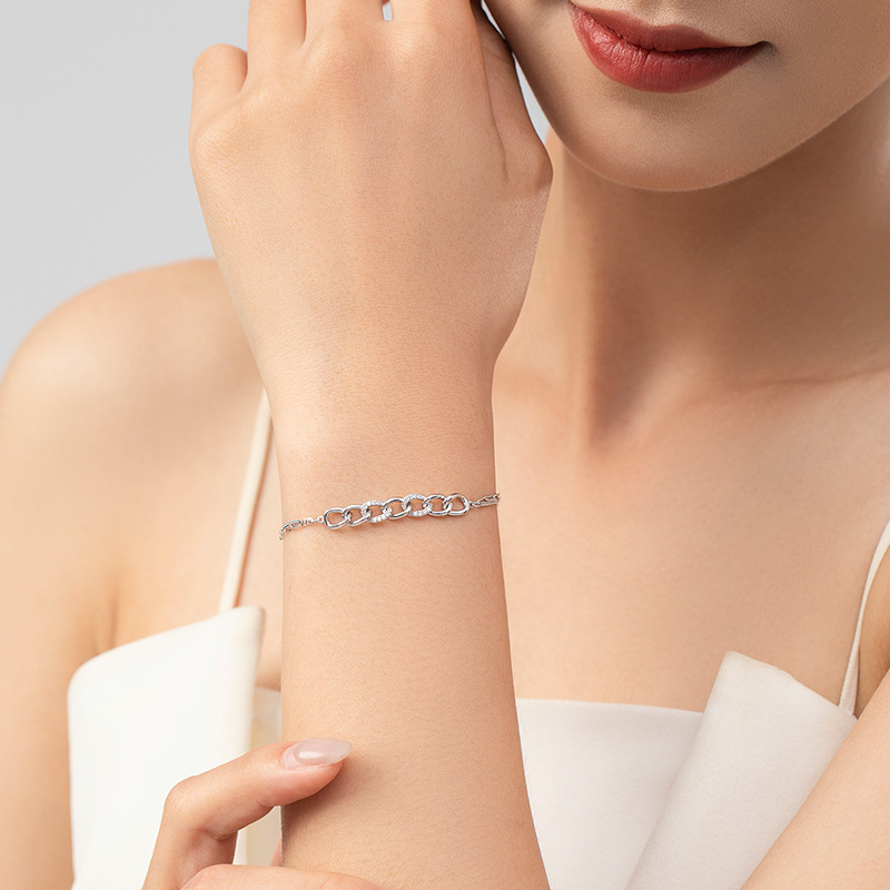 Fashion S925 Sterling Silver Bracelet Jewelry with CZ Casual Versatile Style for Women