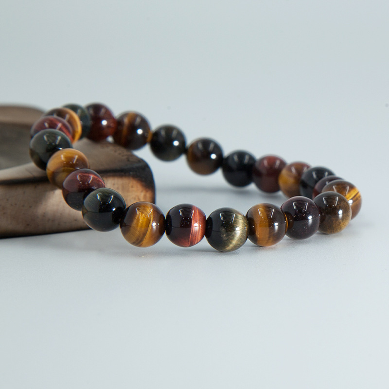 multicolor tiger eye Bracelet for Women Natural Gemstone Round Stone Crystal Beads for Beaded Elastic Bracelet