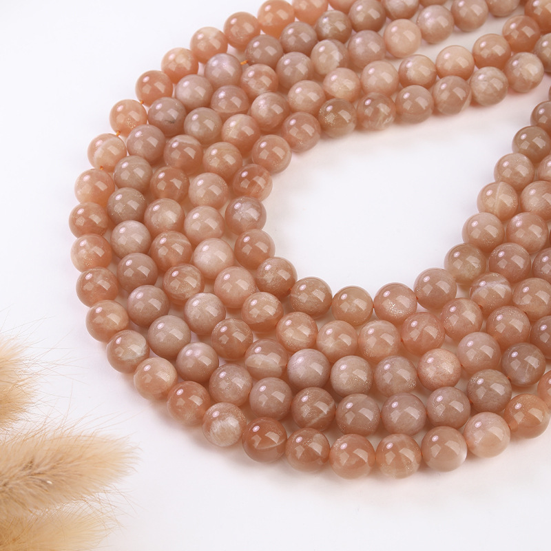 Natural Moonstone Round Loose Semi Gemstone Beads for Jewelry Making