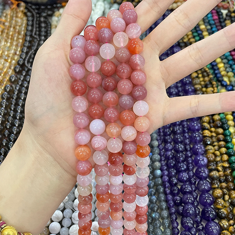 Natural Yanyang agate Round Loose Semi Gemstone Beads for Jewelry Making