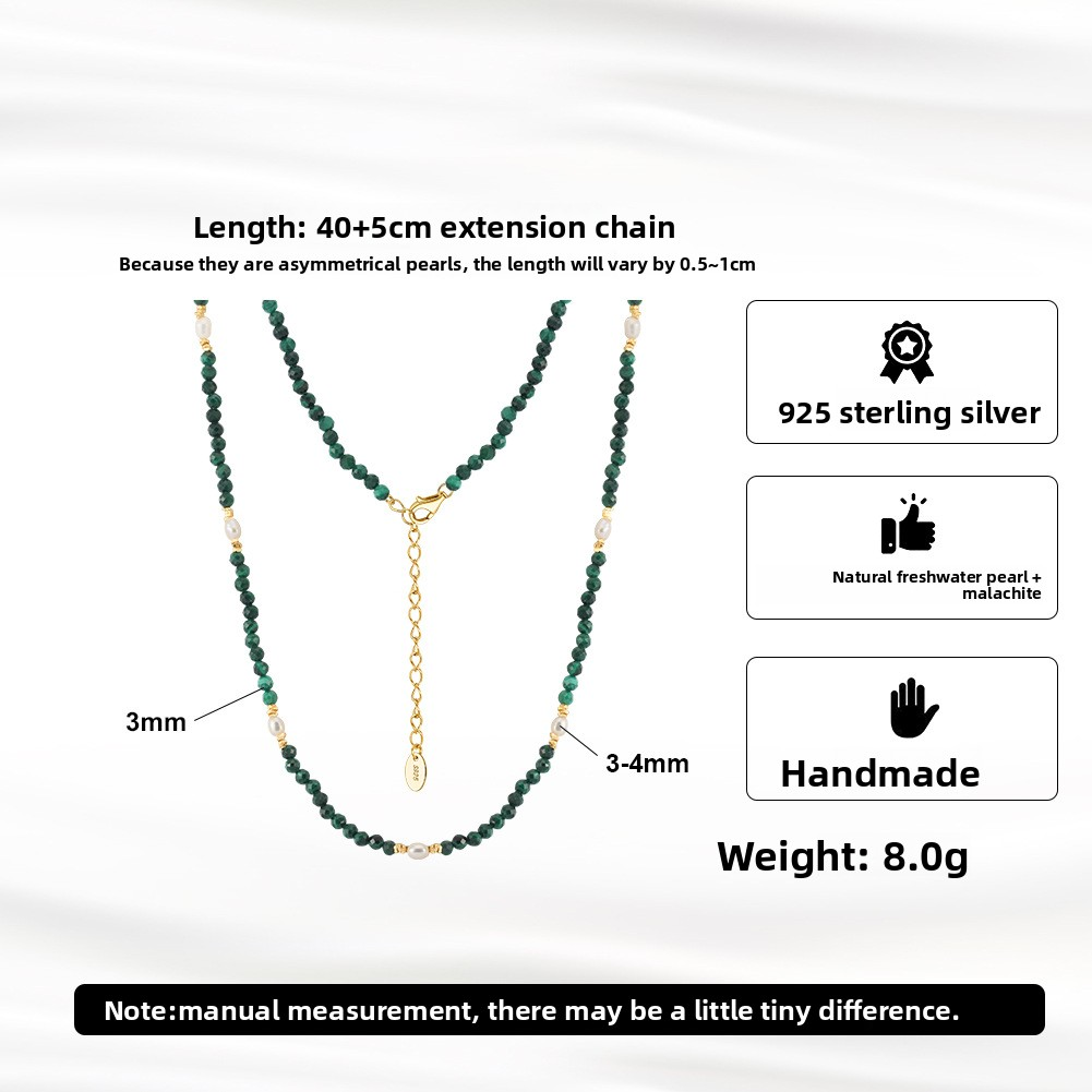 925 Sterling Silver Necklace with Freshwater Pearl for Woment Bohemian Style