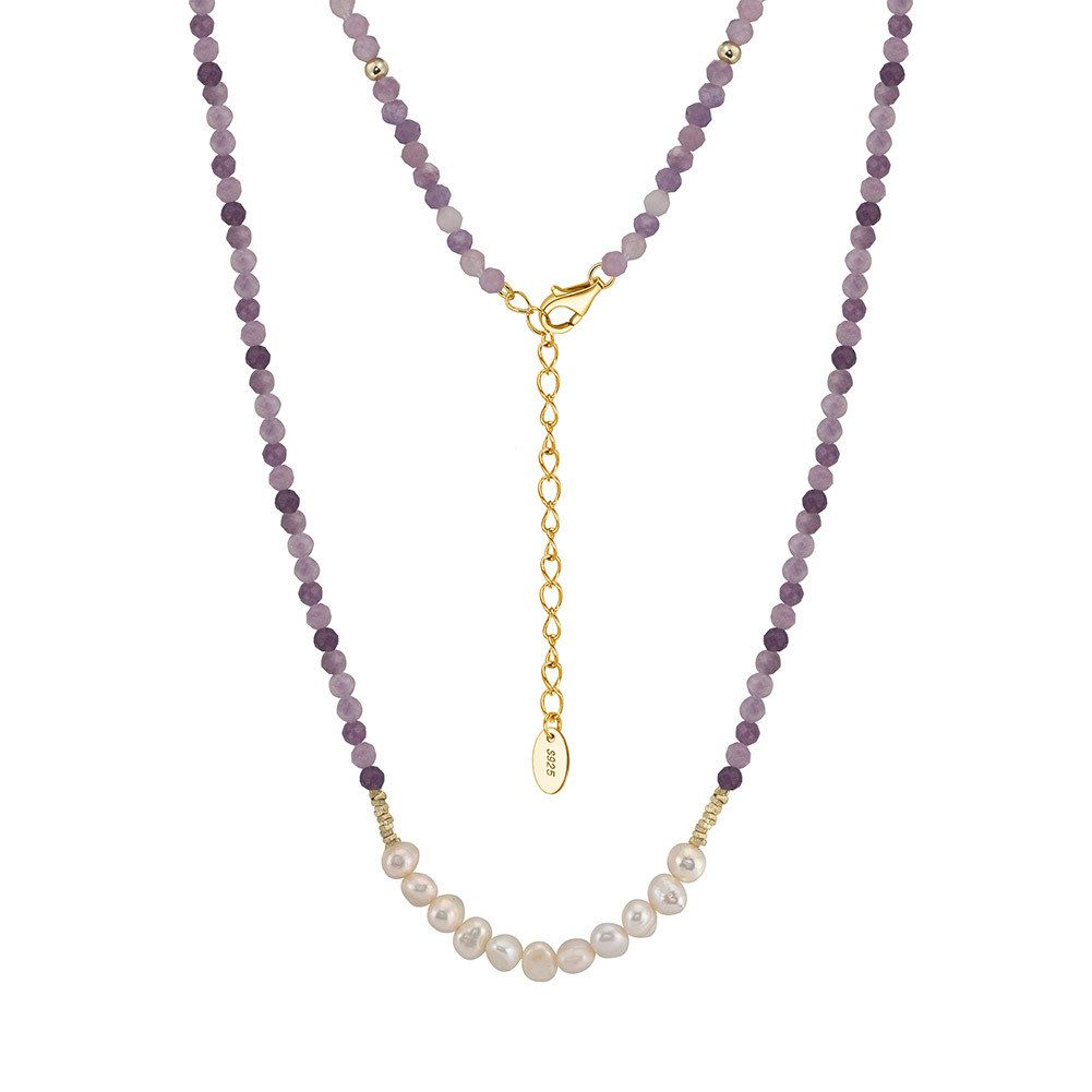 S925 Sterling Silver Necklace with Freshwater Pearl for Woment Bohemian Style