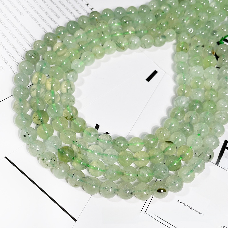 Natural Prehnite Round Loose Semi Gemstone Beads for Jewelry Making