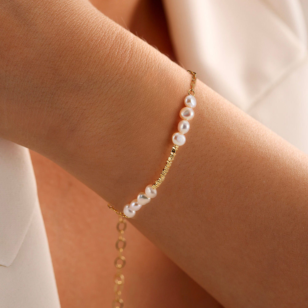 S925 Sterling Silver Bracelet with Freshwater Pearl for Woment