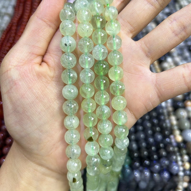 Natural Prehnite Round Loose Semi Gemstone Beads for Jewelry Making