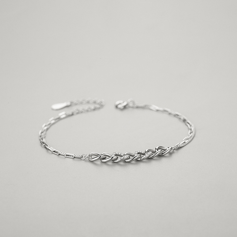 Fashion S925 Sterling Silver Bracelet Jewelry with CZ Casual Versatile Style for Women