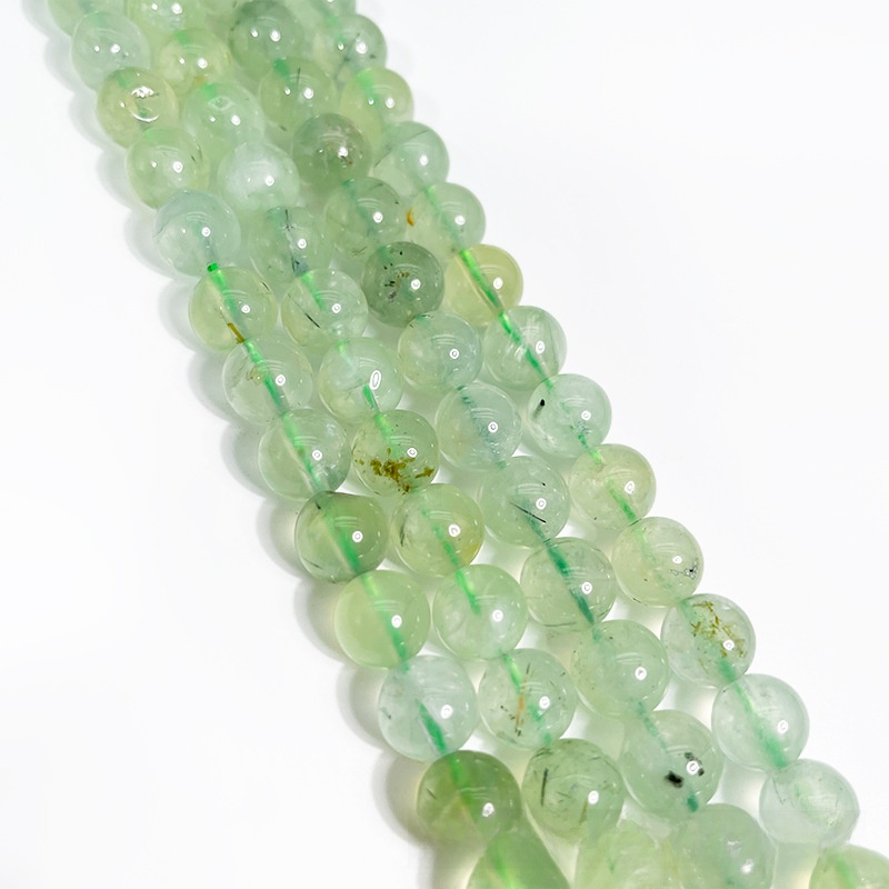 Natural Prehnite Round Loose Semi Gemstone Beads for Jewelry Making