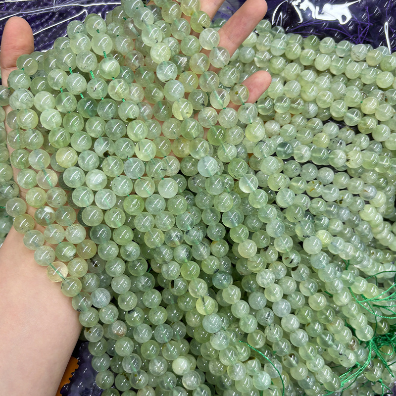 Natural Prehnite Round Loose Semi Gemstone Beads for Jewelry Making
