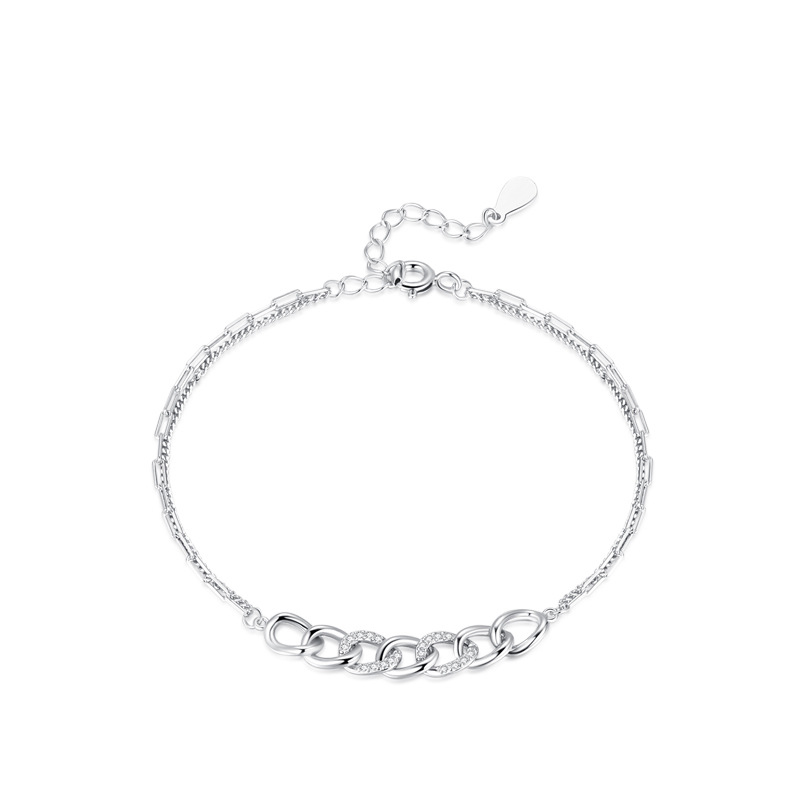 Fashion S925 Sterling Silver Bracelet Jewelry with CZ Casual Versatile Style for Women