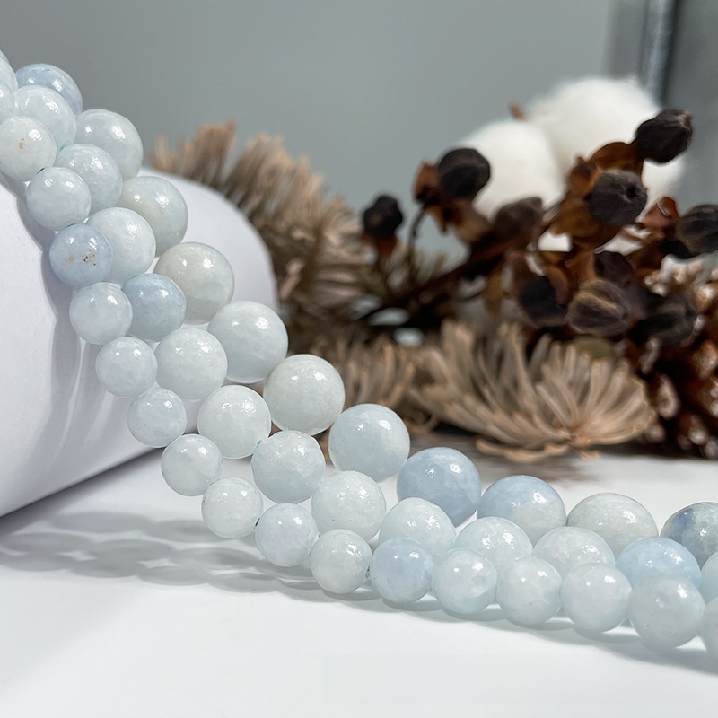 Natural Celestine Round Loose Semi Gemstone Beads for Jewelry Making