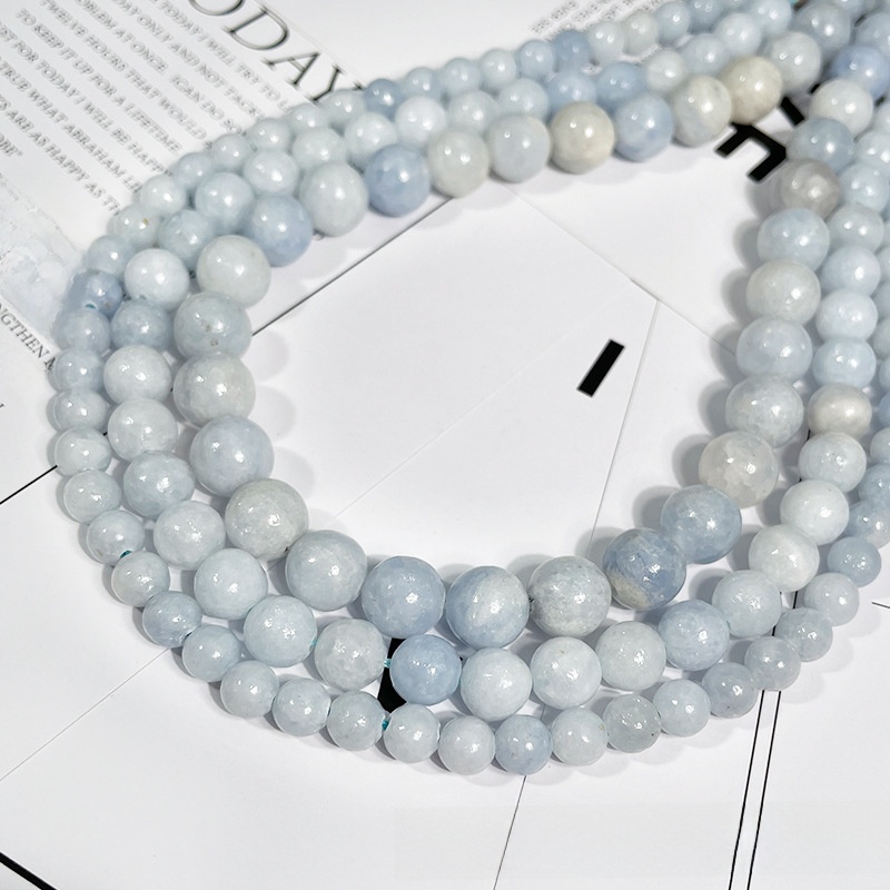Natural Celestine Round Loose Semi Gemstone Beads for Jewelry Making