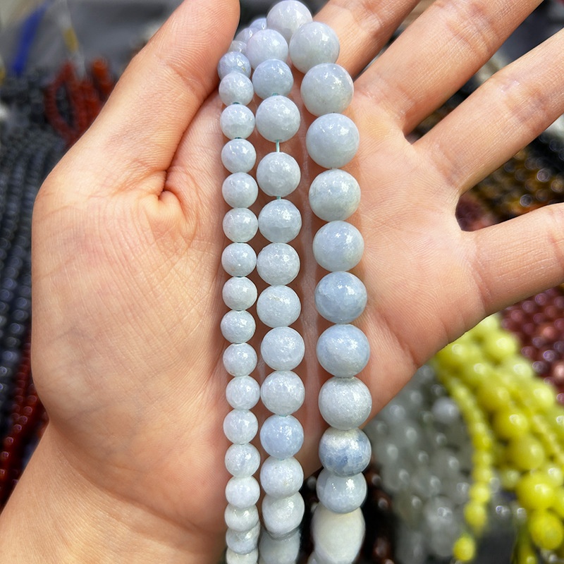 Natural Celestine Round Loose Semi Gemstone Beads for Jewelry Making