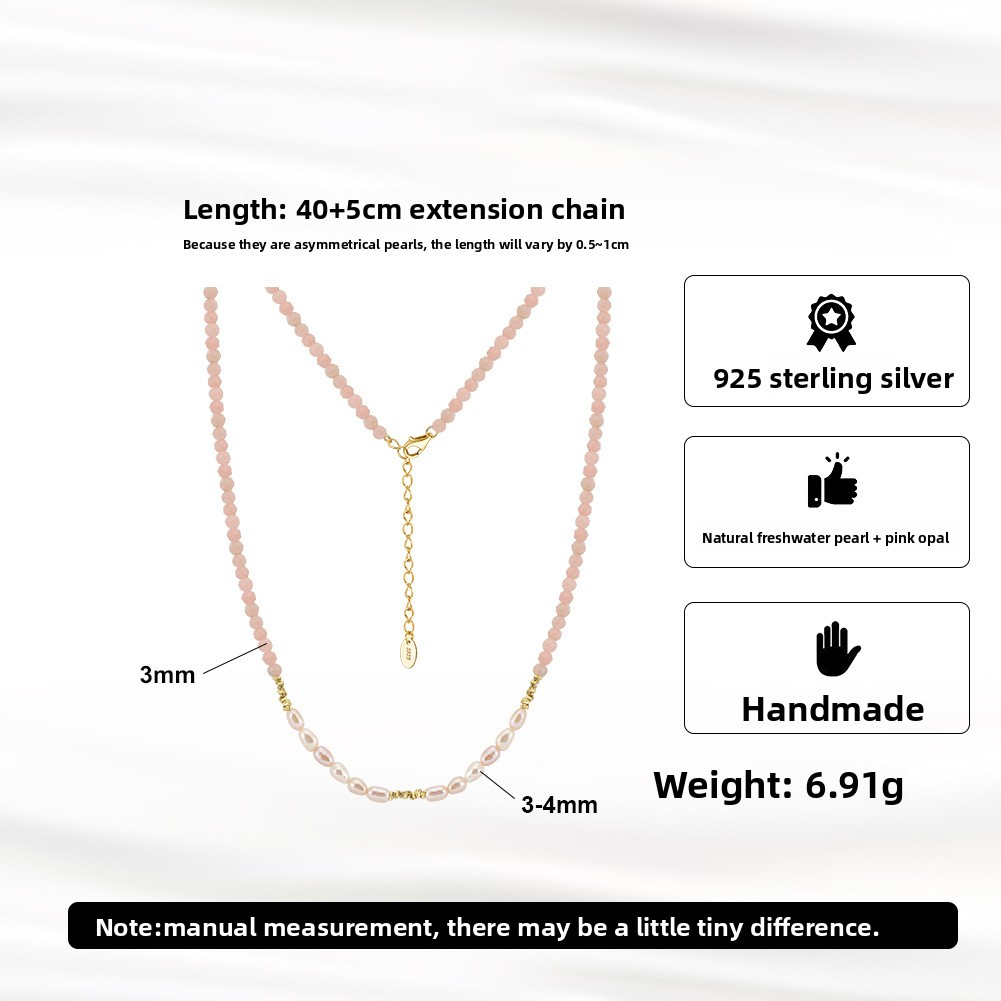 S925 Sterling Silver Necklace with Freshwater Pearl for Woment Bohemian Style