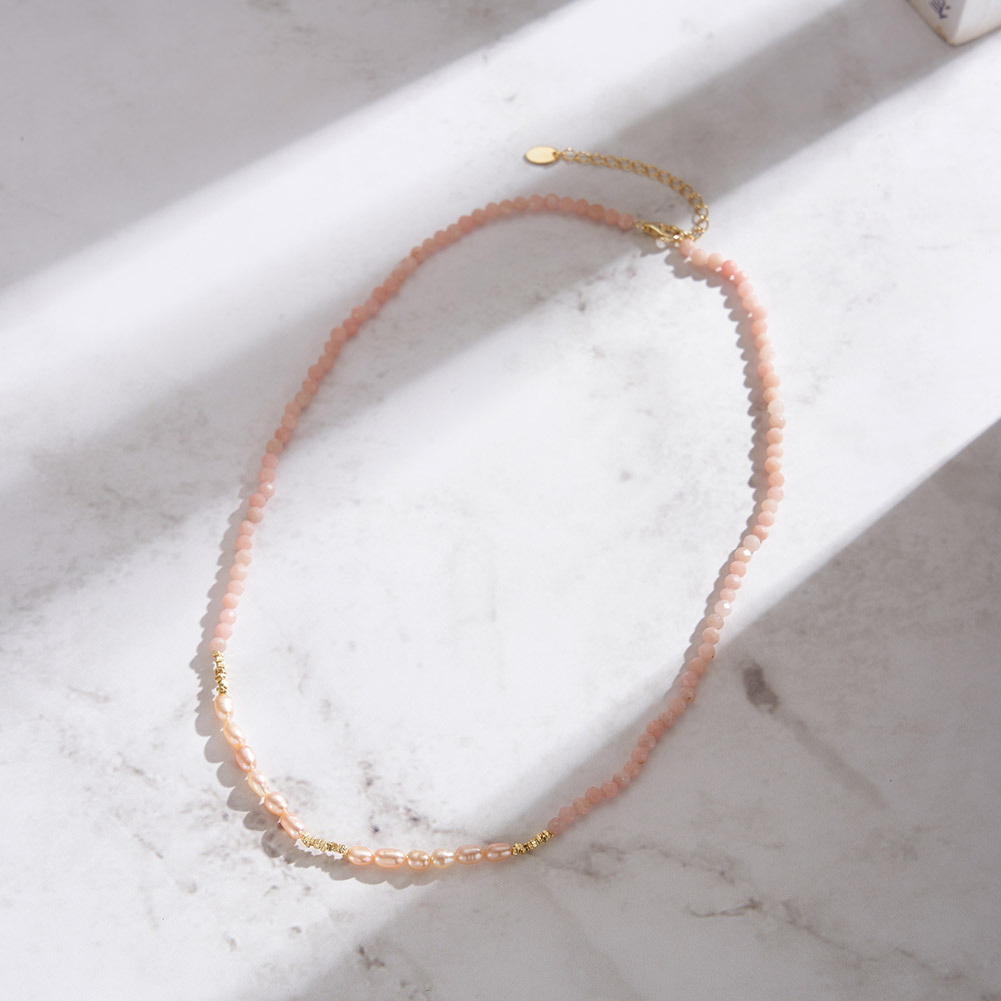 S925 Sterling Silver Necklace with Freshwater Pearl for Woment Bohemian Style