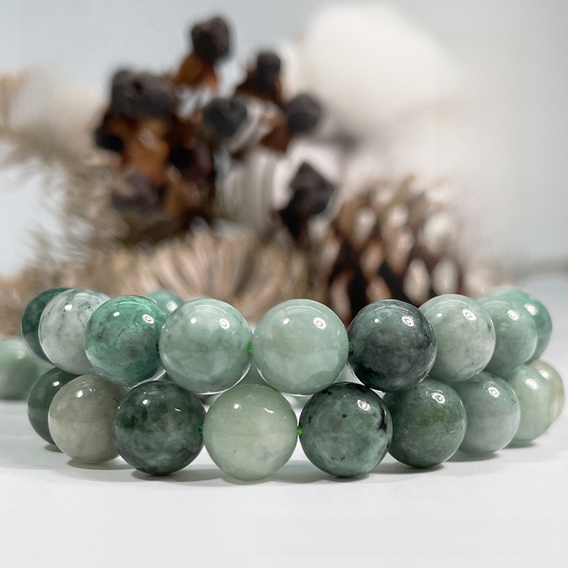 Natural Burmese jade Round Loose Semi Gemstone Beads for Jewelry Making