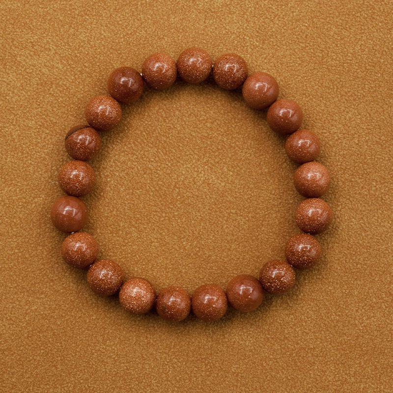 Gold sand stone Bracelet for Women Natural Gemstone Round Stone Crystal Beads for Beaded Elastic Bracelet