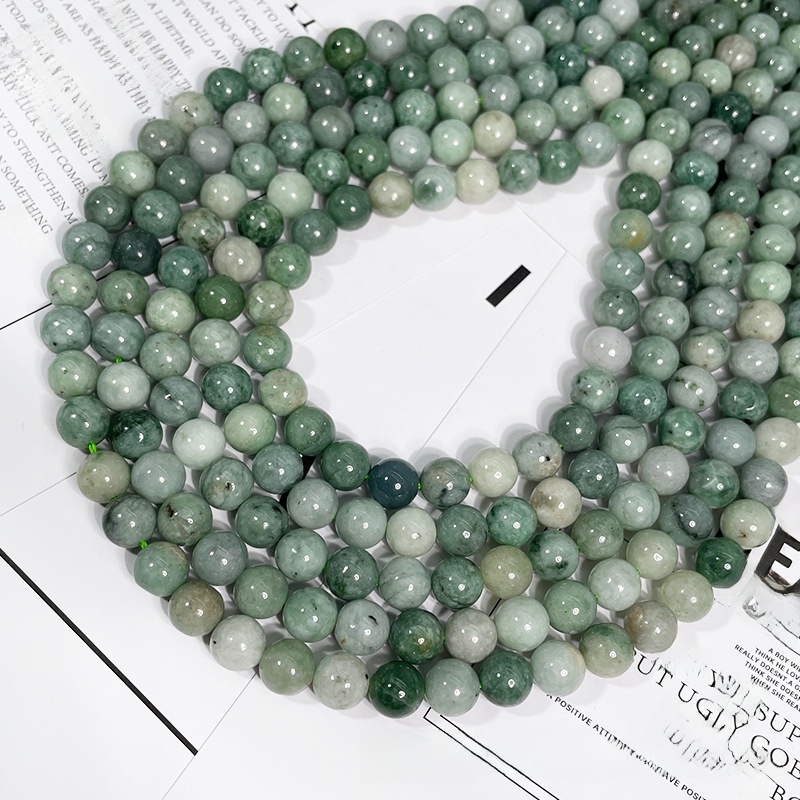 Natural Burmese jade Round Loose Semi Gemstone Beads for Jewelry Making