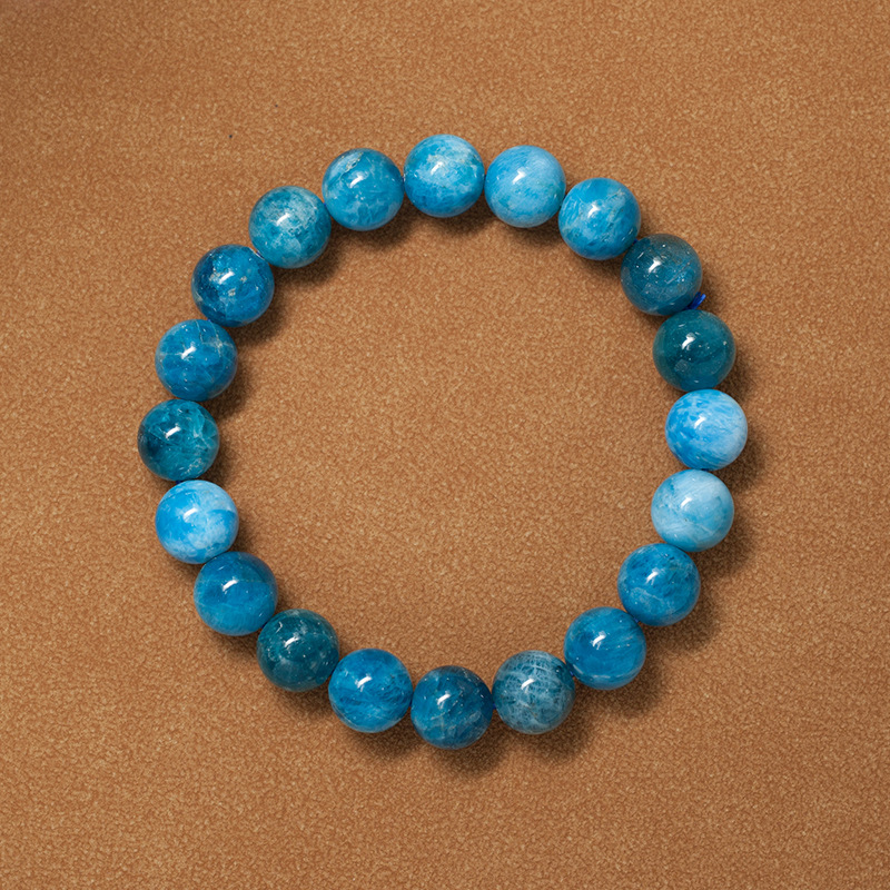 Blue Apatite Stretch Bracelet for Women Natural Gemstone Round Stone Crystal Beads for Beaded Elastic Bracelet