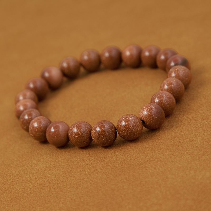 Gold sand stone Bracelet for Women Natural Gemstone Round Stone Crystal Beads for Beaded Elastic Bracelet