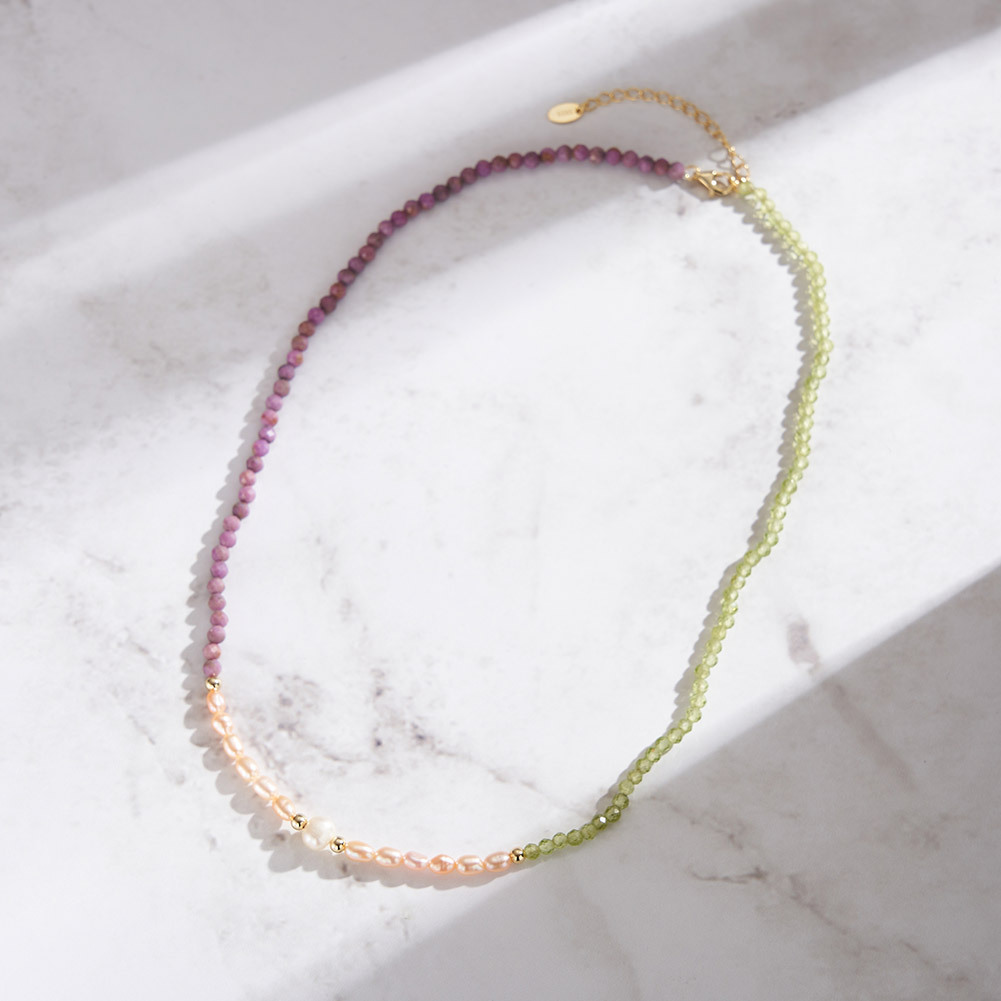 S925 Sterling Silver Necklace with Freshwater Pearl for Woment Bohemian Style