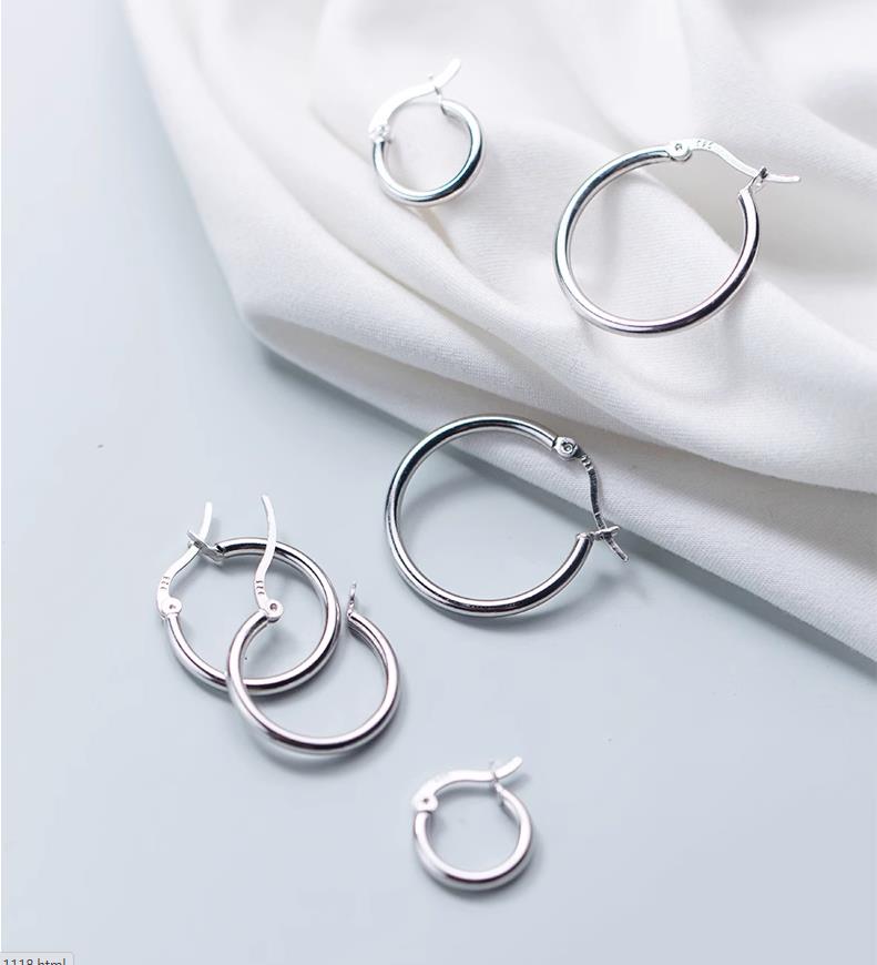 S925 Sterling Silver Hoop Earrings Casual Style Best Gift For Women