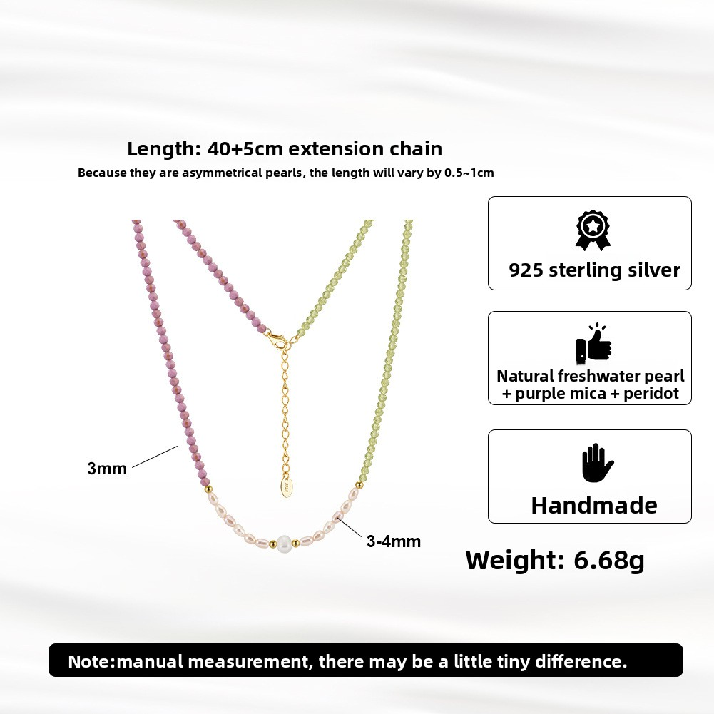 S925 Sterling Silver Necklace with Freshwater Pearl for Woment Bohemian Style
