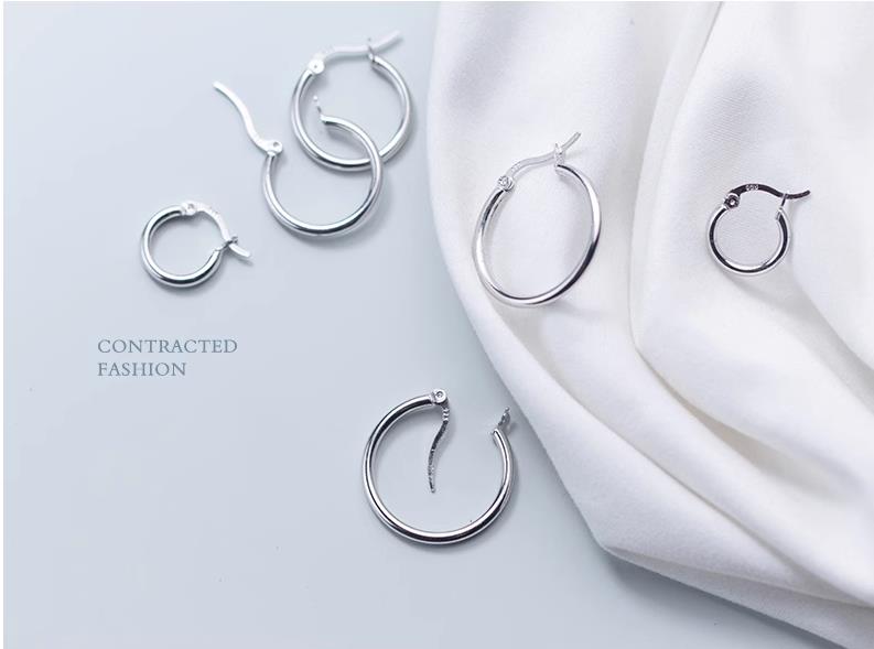 S925 Sterling Silver Hoop Earrings Casual Style Best Gift For Women