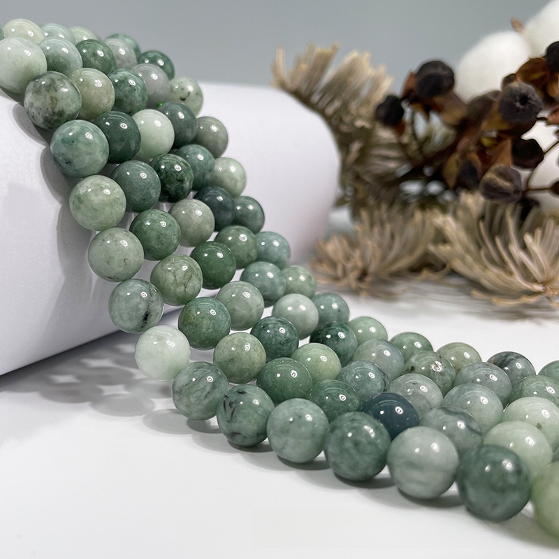 Natural Burmese jade Round Loose Semi Gemstone Beads for Jewelry Making