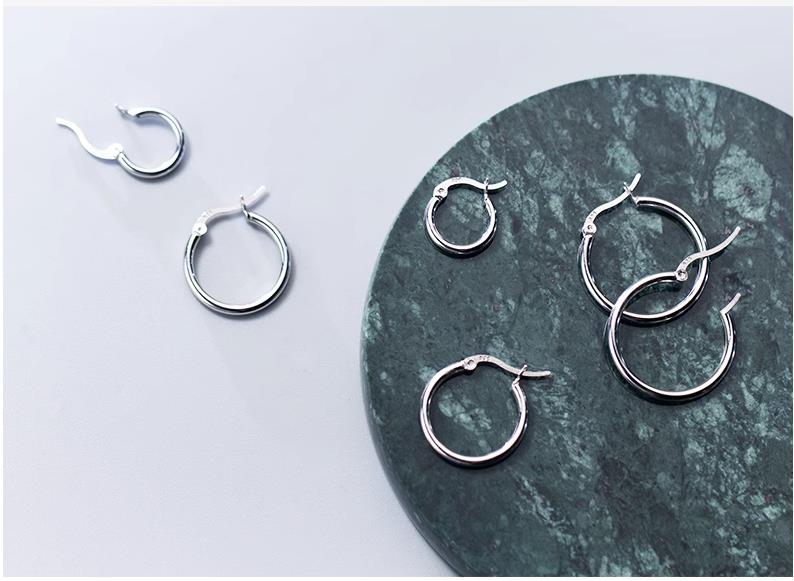 S925 Sterling Silver Hoop Earrings Casual Style Best Gift For Women