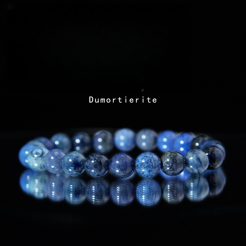 Dumortierite  Bracelet for Women Natural Gemstone Round Stone Crystal Beads for Beaded Elastic Bracelet