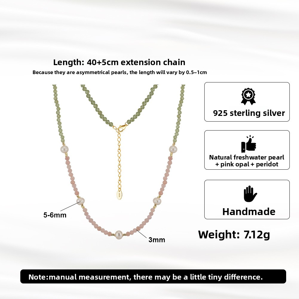 S925 Sterling Silver Necklace with Freshwater Pearl for Woment Bohemian Style