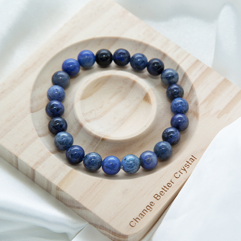 Dumortierite  Bracelet for Women Natural Gemstone Round Stone Crystal Beads for Beaded Elastic Bracelet
