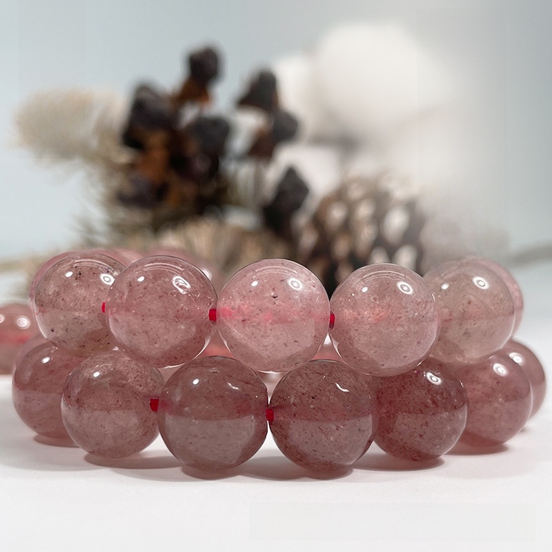 Natural Strawberry Quartz Round Loose Semi Gemstone Beads for Jewelry Making