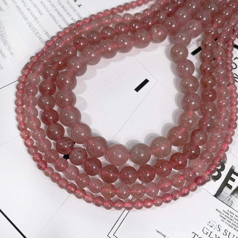 Natural Strawberry Quartz Round Loose Semi Gemstone Beads for Jewelry Making