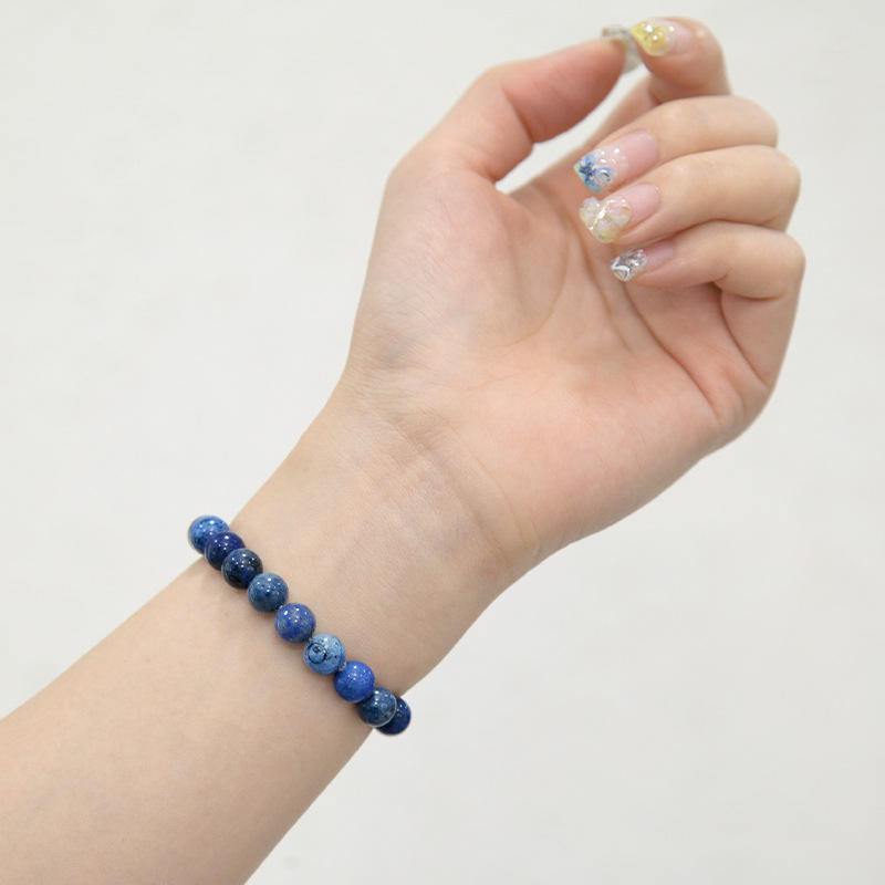Dumortierite  Bracelet for Women Natural Gemstone Round Stone Crystal Beads for Beaded Elastic Bracelet