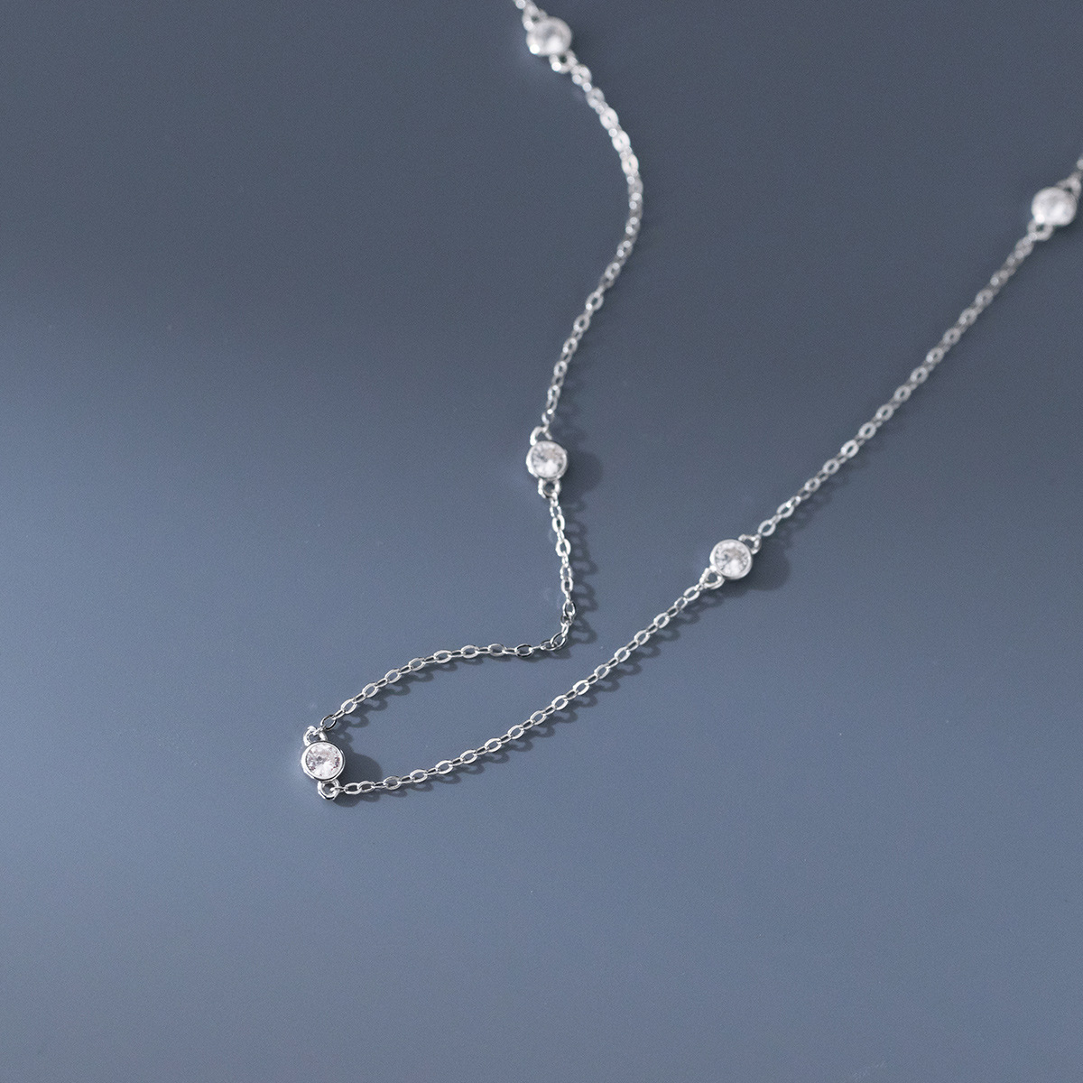 S925 Sterling Silver Pendant Necklace with Cubic Zirconia Casual Star Style