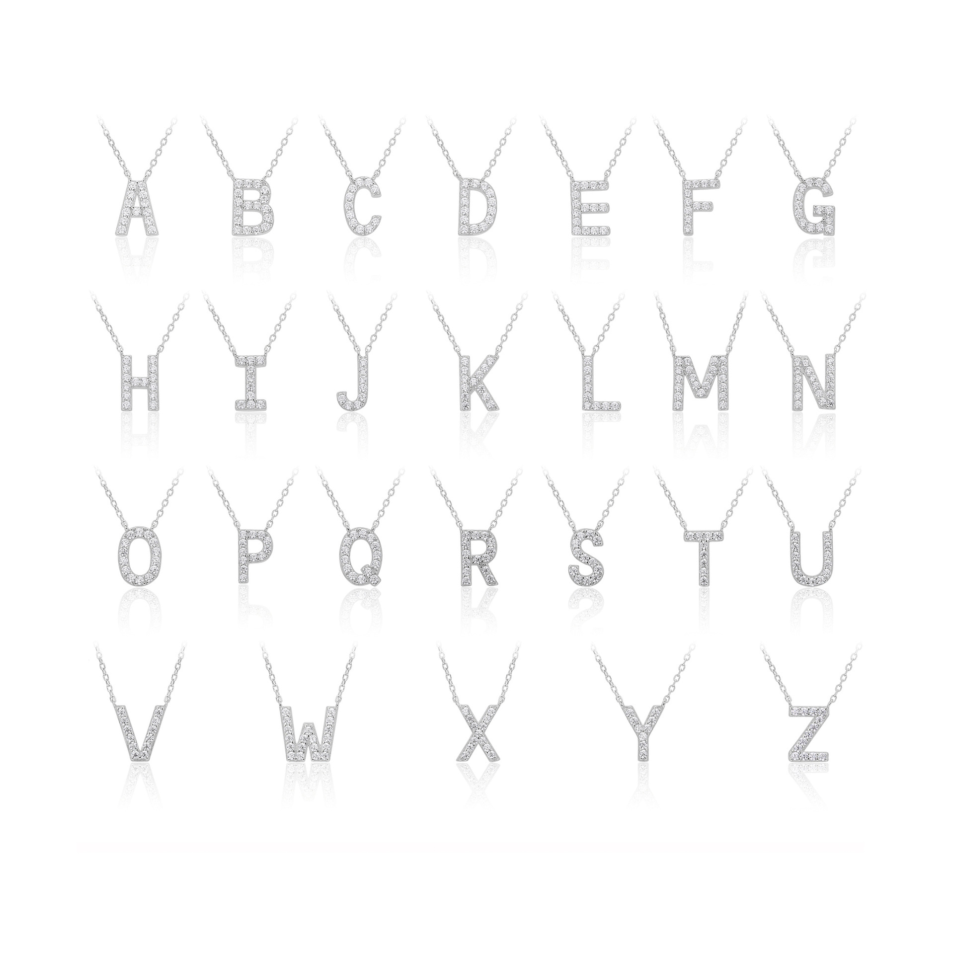 Dainty Initial Necklace S925 Sterling Silver Letter Pendant Necklace with Cubic Zirconia for Women