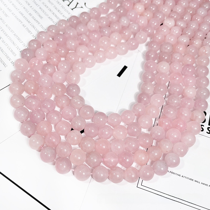 Natural Rose Quartz Crystal Round Loose Semi Gemstone Beads for Jewelry Making