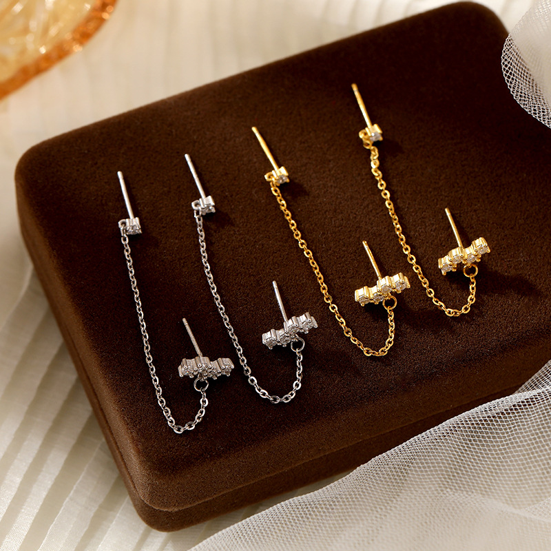 S925 Sterling Silver Dangle Earrings Chain Earrings Simple Design for Women