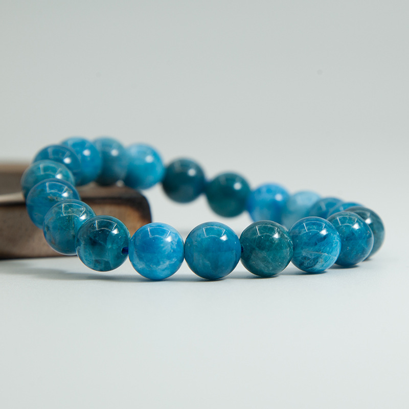 Blue Apatite Stretch Bracelet for Women Natural Gemstone Round Stone Crystal Beads for Beaded Elastic Bracelet
