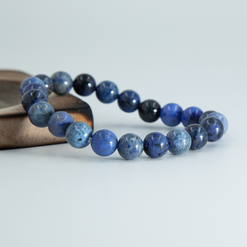 Dumortierite  Bracelet for Women Natural Gemstone Round Stone Crystal Beads for Beaded Elastic Bracelet