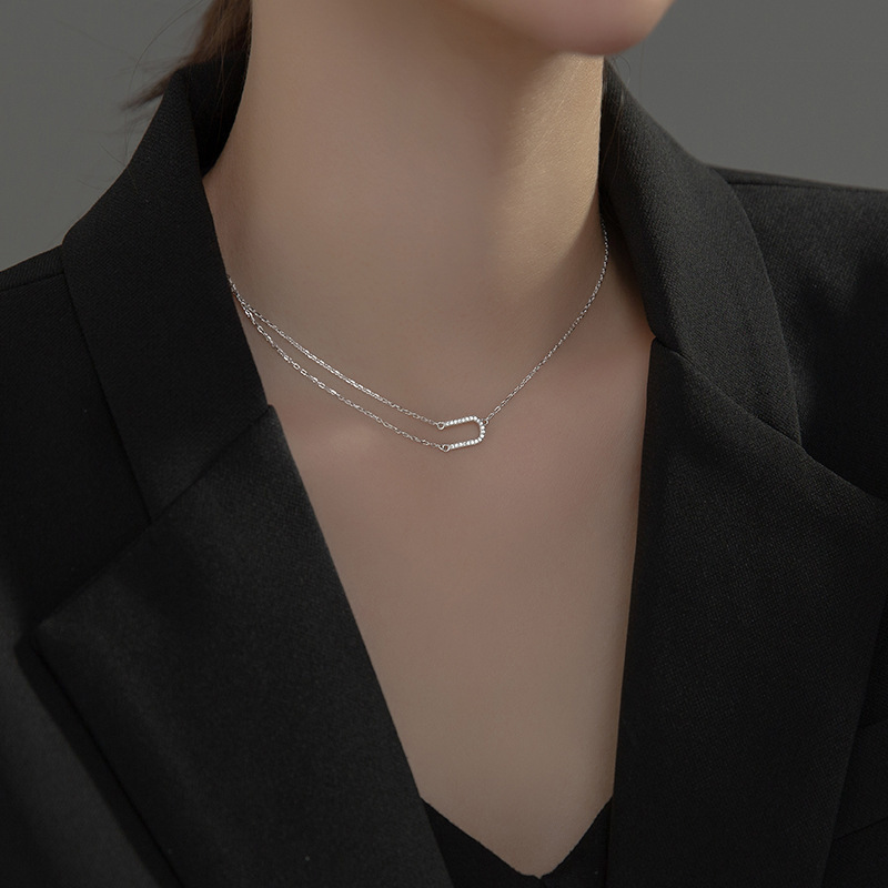 [Copy]S925 Sterling Silver Pendant Necklace with Cubic Zirconia Waterdrop Style