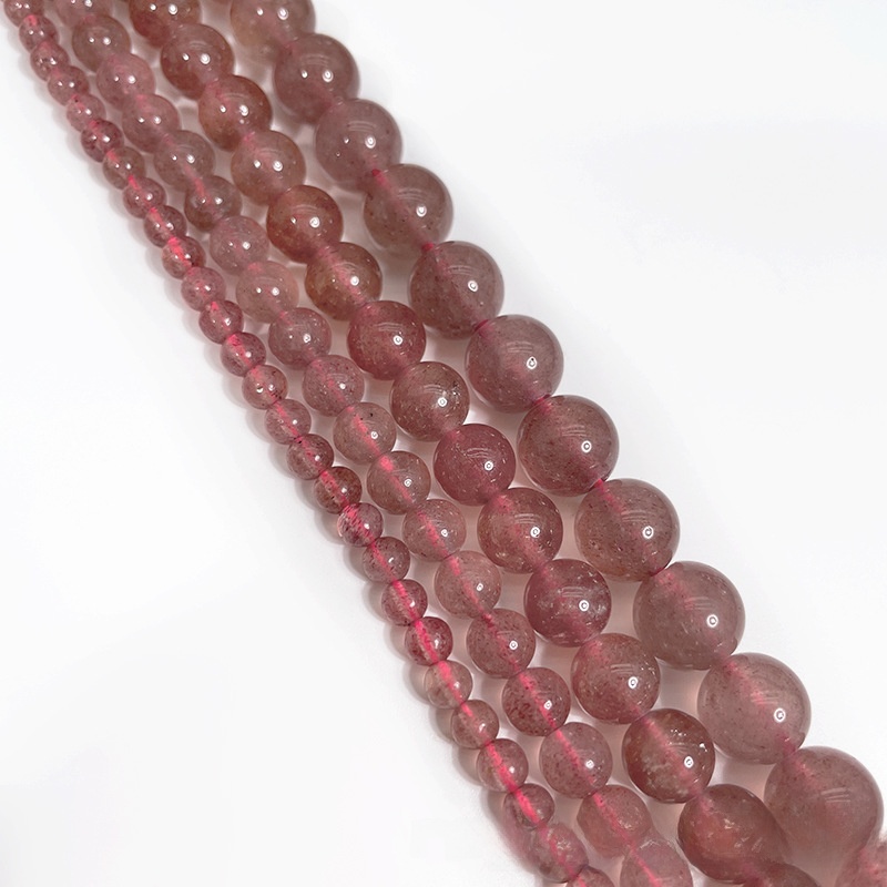 Natural Strawberry Quartz Round Loose Semi Gemstone Beads for Jewelry Making
