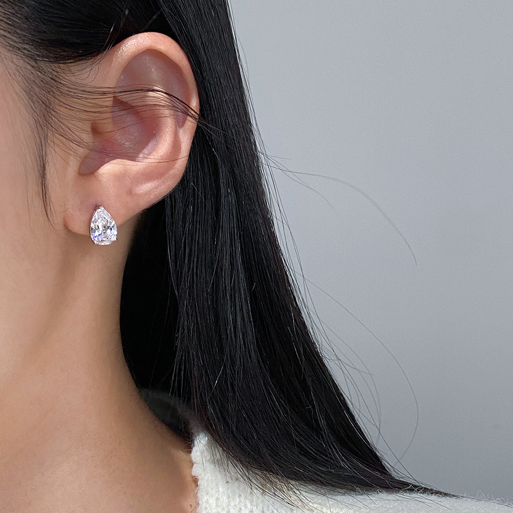 S925 Sterling Silver Stud Earrings Jewelry with Cubic Zirconia Fashion Design for Women