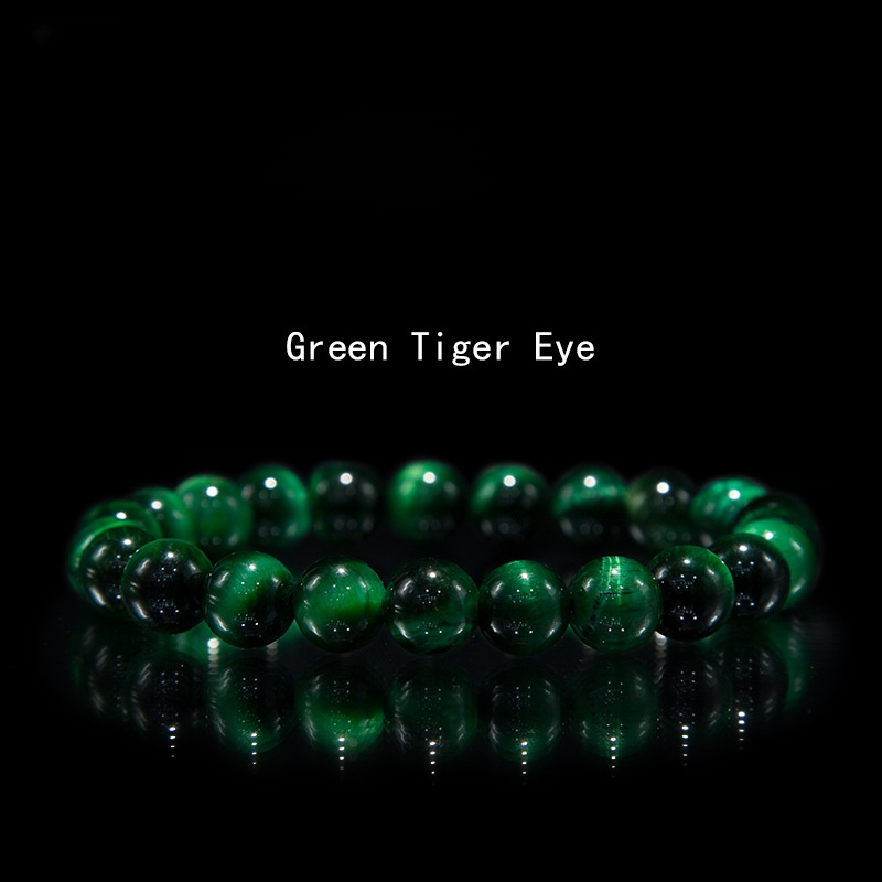 Green tiger eye Bracelet for Women Natural Gemstone Round Stone Crystal Beads for Beaded Elastic Bracelet