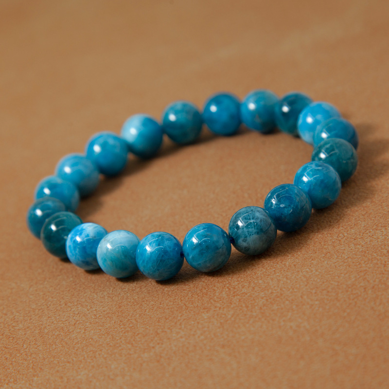 Blue Apatite Stretch Bracelet for Women Natural Gemstone Round Stone Crystal Beads for Beaded Elastic Bracelet