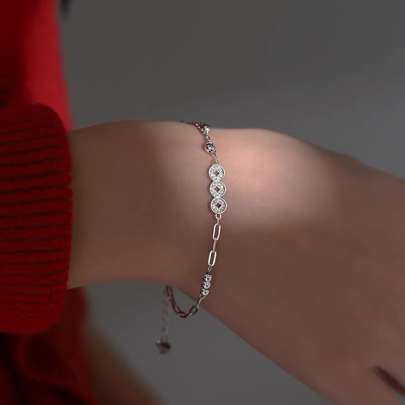 Fashion S925 Sterling Silver Bracelet with Cubic Zirconia Simple Style for Women