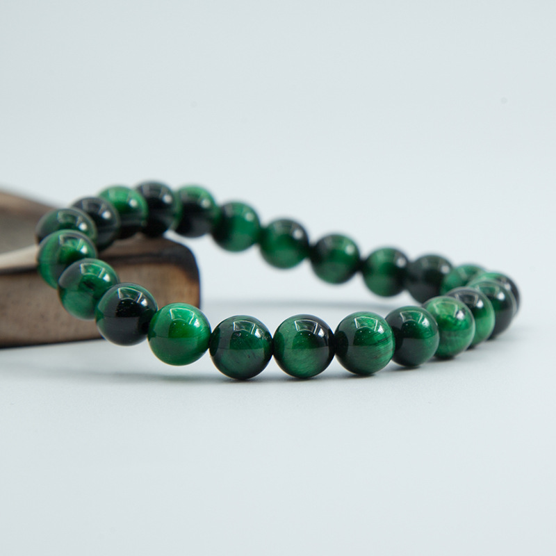 Green tiger eye Bracelet for Women Natural Gemstone Round Stone Crystal Beads for Beaded Elastic Bracelet