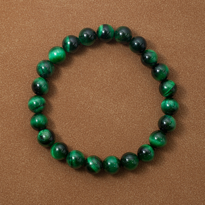 Green tiger eye Bracelet for Women Natural Gemstone Round Stone Crystal Beads for Beaded Elastic Bracelet